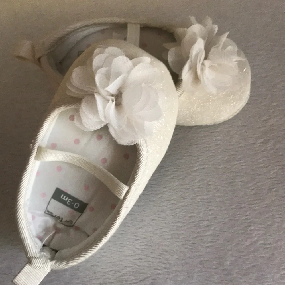 Adorable Baby Girl Shimmer Sparkle flower shoes